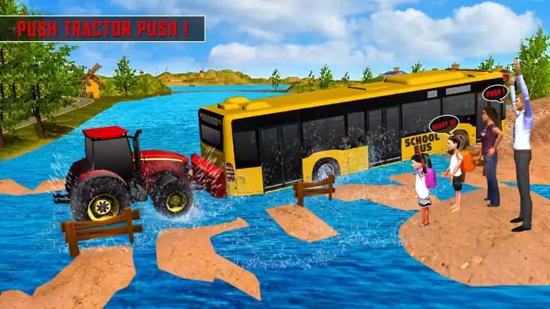 нас поселок ферма трактор 3d